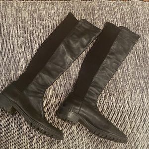 Stuart Weitzman knee high leather/stretch boots